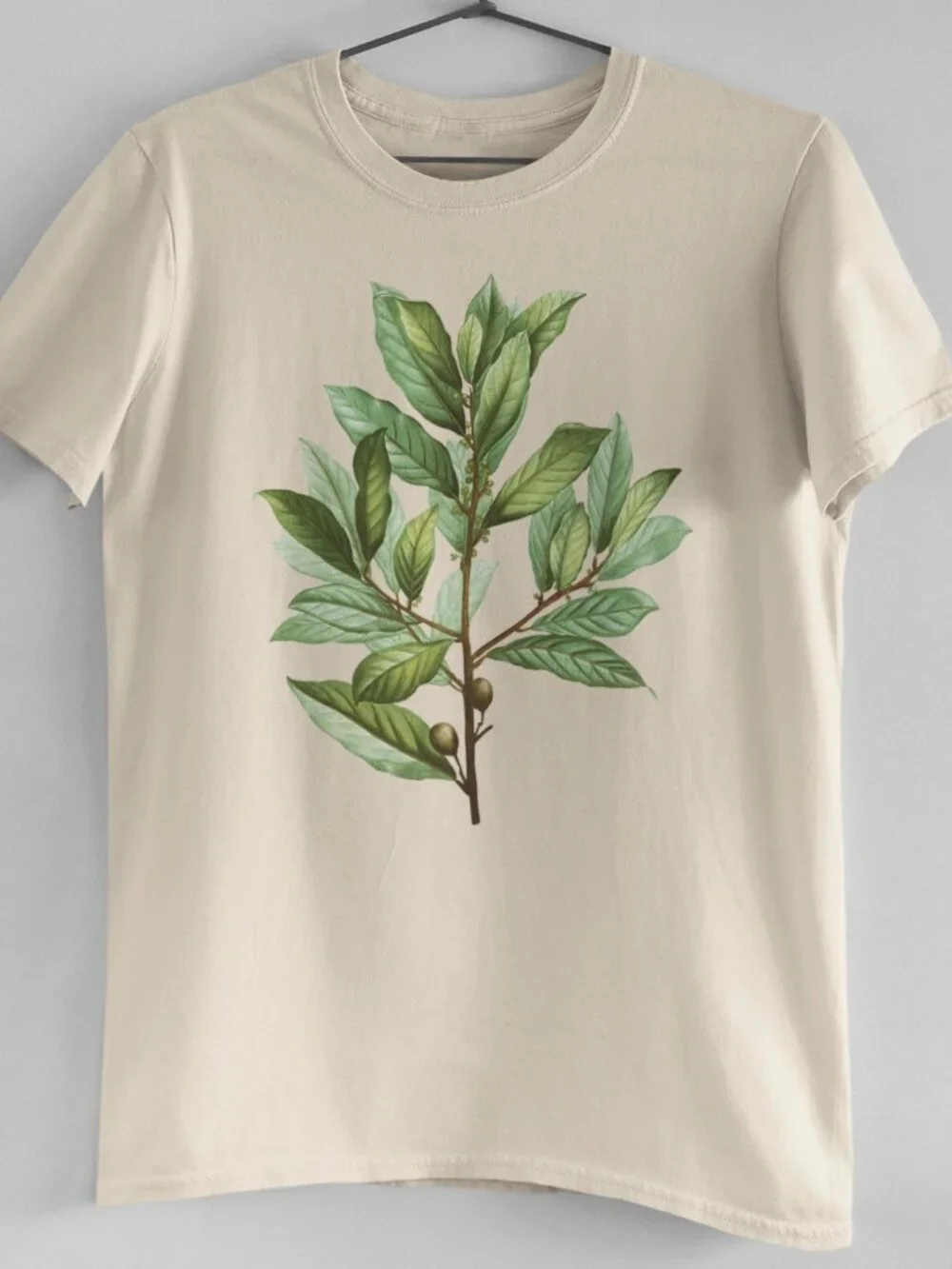 Bay Laurel Vintage Botanical Print Short Sleeve Graphic Tee T-shirt S-XXL